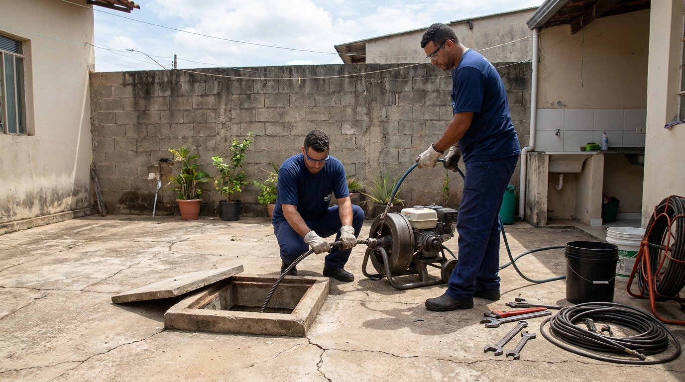 Desentupimento de esgoto residencial em Brasília‑DF