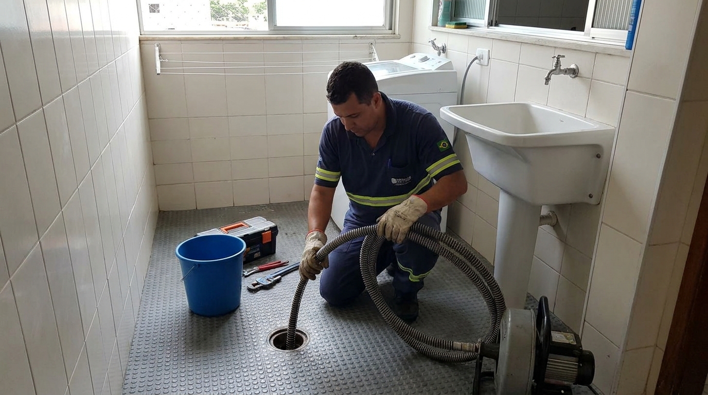 Desentupimento de ralo residencial em Brasília‑DF
