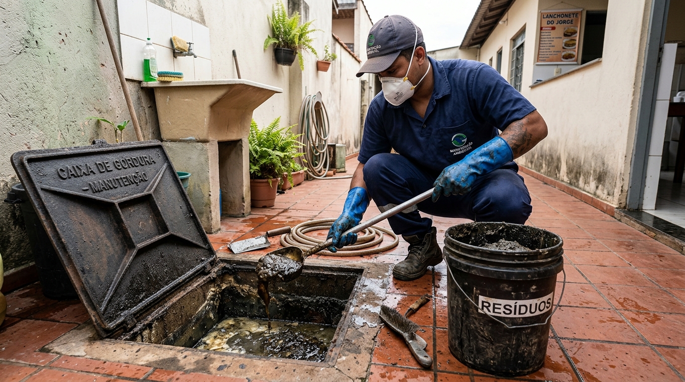 Remoção de resíduos da caixa de gordura em Brasília‑DF