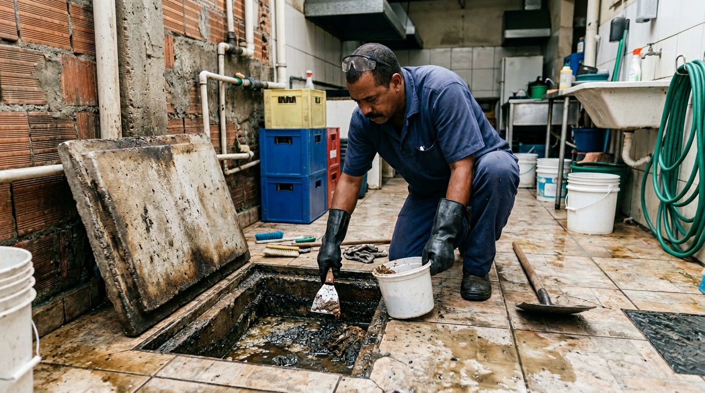 Limpeza de caixa de gordura residencial em Brasília‑DF