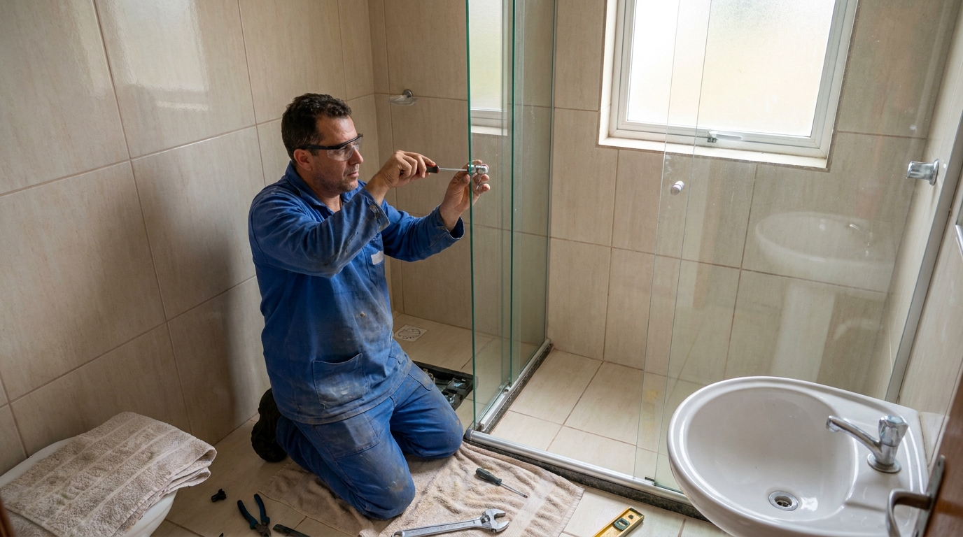 Técnico realizando manutenção de box em Brasília‑DF